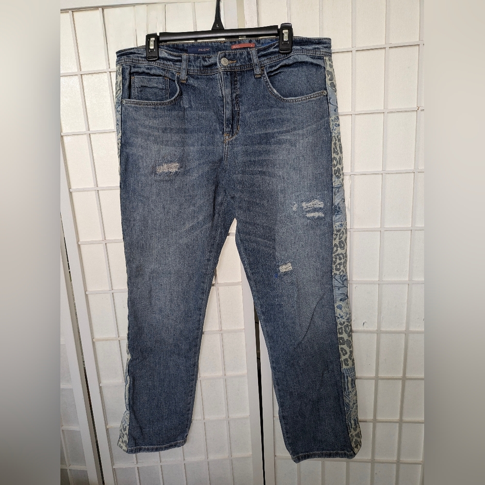 ANTHROPOLOGIE Pilcro Distressed Denim Women Jeans - Size 30 Slim Boyfriend Crop